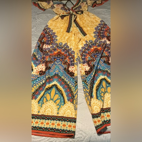 Flying Tomato Bohemian Yellow and Blue Jumpsuit - Picture 4 of 15